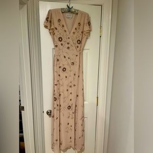 BHLDN Beaded Gown, Blush, Size 6